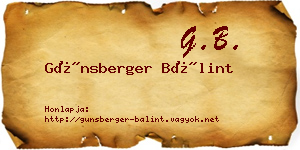 Günsberger Bálint névjegykártya